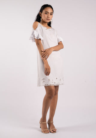Traditional Balinese Lace Embroidery White Dress