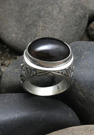 Lotus Smokey Stone Ring