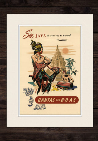 Fly to Java Qantas - travel Poster - Year 1938