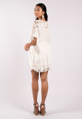 Elegant Lace Embroidery White Dress