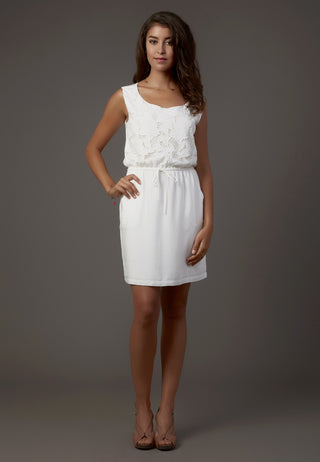 Elegant Sheath Dress with Lace Embroidery